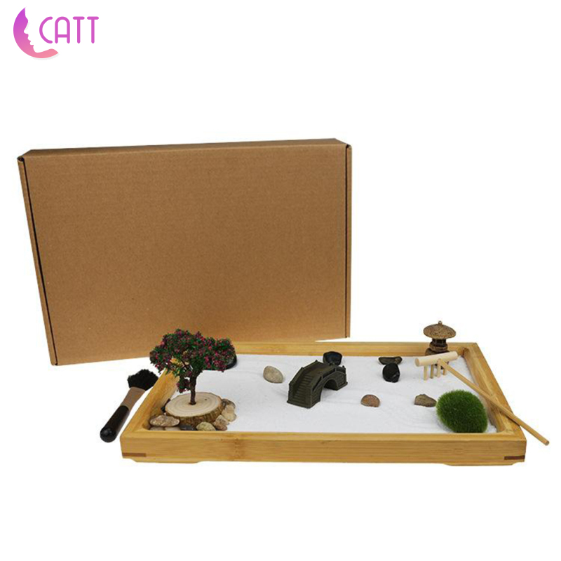 Đồ chơi hộp cát sân vườn mini có đá và cầu + cây dành cho bàn học