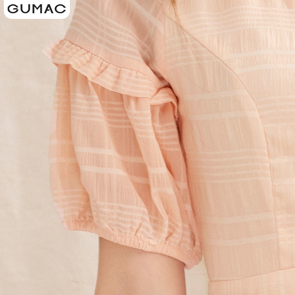 Đầm cổ V xếp bèo GUMAC DA1001 | BigBuy360 - bigbuy360.vn