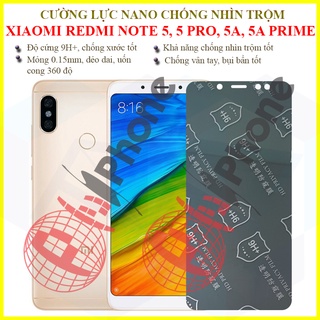 Dán chống nhìn trộm Xiaomi Redmi Note 5, Note 5 Pro, Note 5A, Note 5A Prime - Dán cường lực dẻo nano 9H+