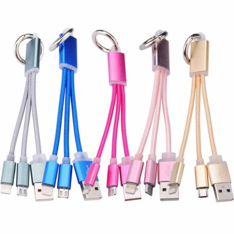 Cáp sạc 3 đầu ngắn có móc khóa.
