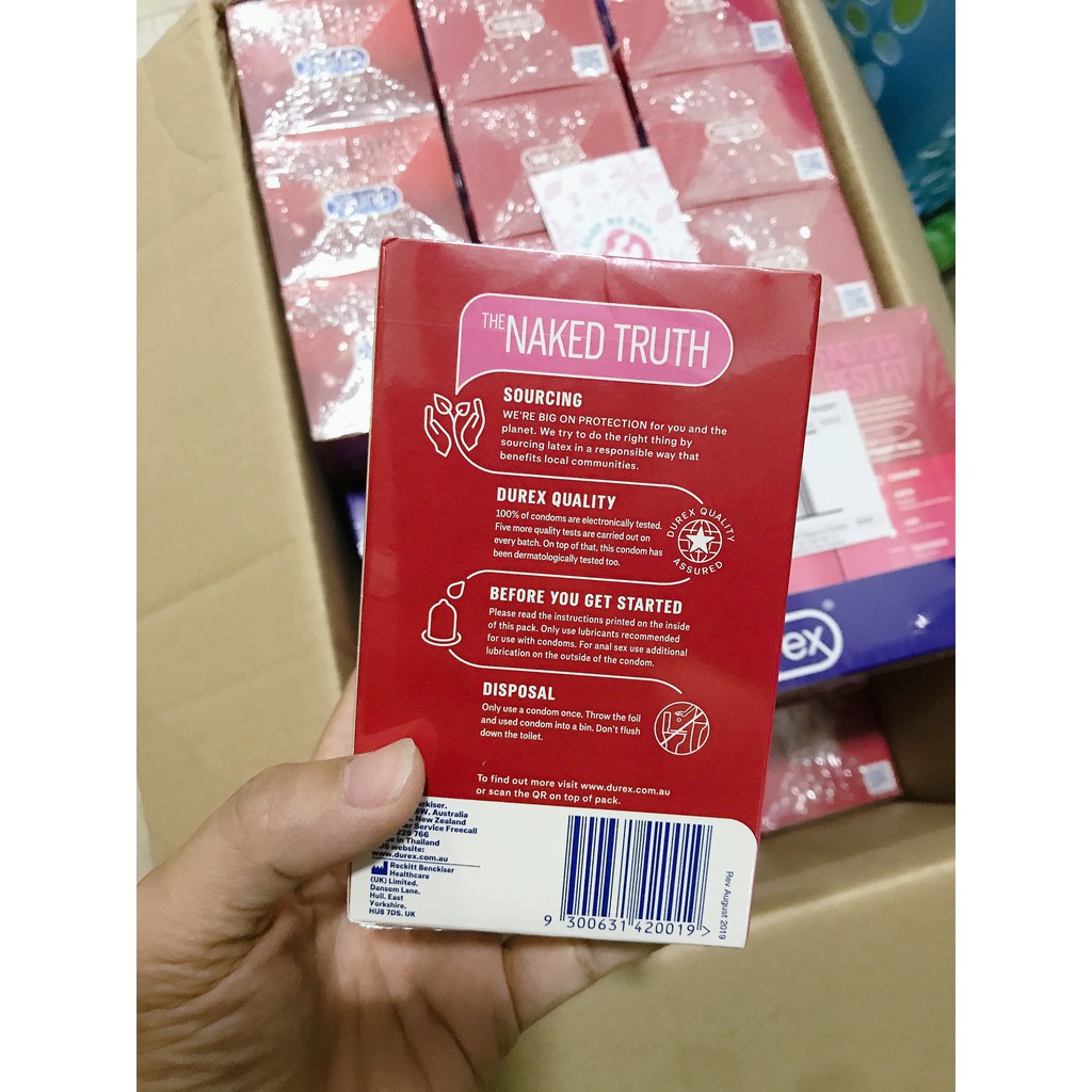 Bao cao su siêu mỏng Durex Fetherlite, Durex Pleasure Me hộp 30 cái  - Chuẩn Úc