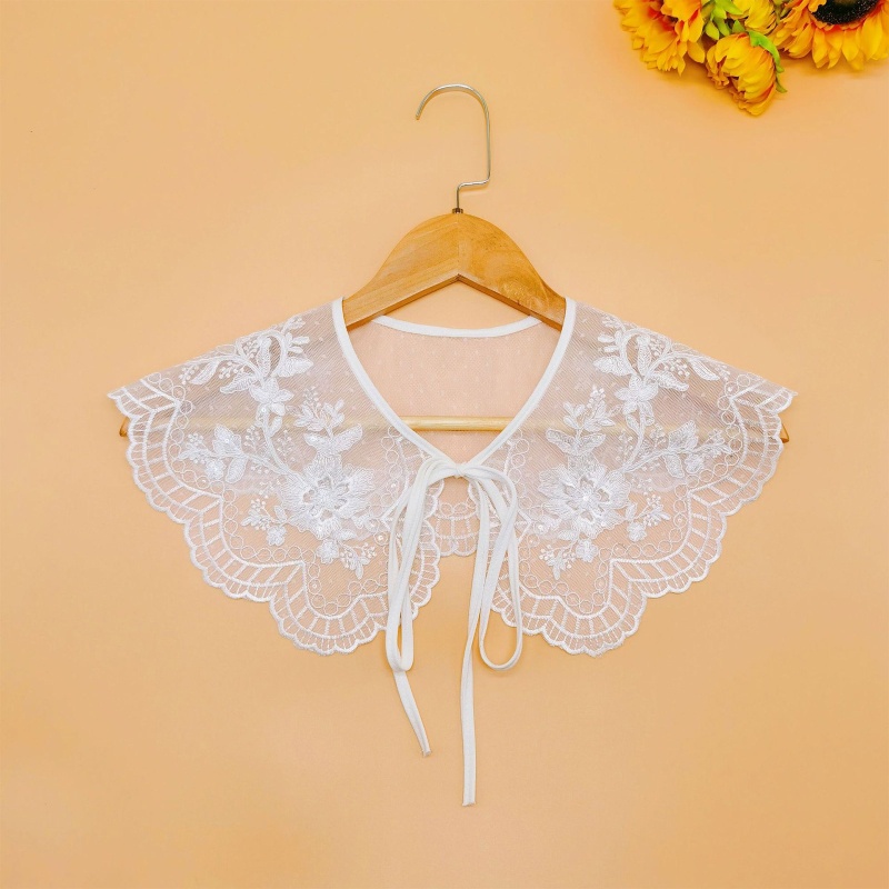 Cổ Áo Sơ Mi Giả Thêu Hoa Phối Ren Có Thể Tháo Rời Thời Trang Cho Nữ