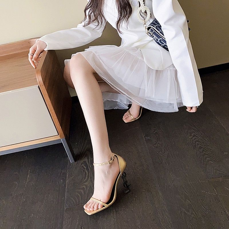 Mới Xăng đan Cao Gót Mũi Vuông Hở Ngón Thời Trang Cho Nữ