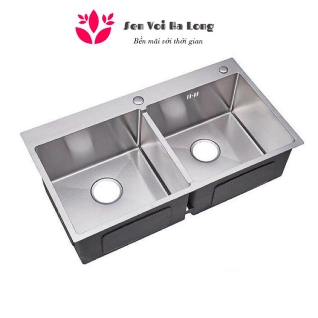 [Rẻ nhất Shopee] Chậu rửa bát INOX 304 2 hố hàng đúc, Chậu rửa bát INOX 304 Nano đen, Chậu rửa bát INOX 304 bóng