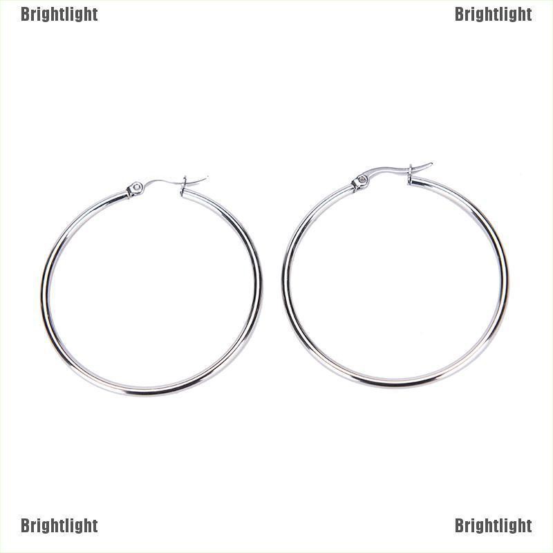 Khuyên Tai Tròn 2mm Bằng Thép Không Gỉ Mạ Bạc Thời Trang Dành Cho Nữ