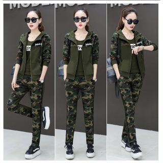 👗 hàng shop - bộ đồ thể thao 3 trong 1 phối họa tiết lính