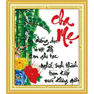Tranh thêu chữ thập Cha mẹ DLH-222538