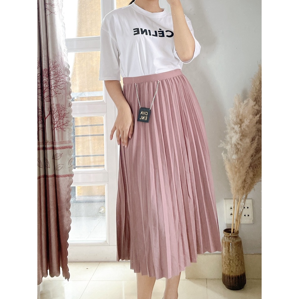 Chân Váy Dập Ly Chữ A Tag thêm Logo Phong Cách Hàn Quốc | Smide Clothing