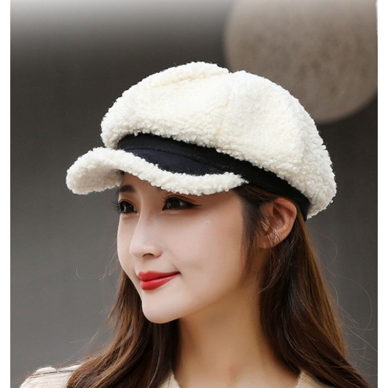 Mũ nồi beret nón len bere lông cừu 2 lớp thời trang Hàn Quốc