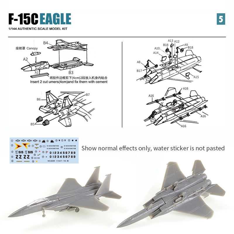 Mô Hình Máy Bay Chiến Đấu USA F15C Eagle F16XL FA18 Hornet F20 Bằng Nhựa Tỉ Lệ 1/144