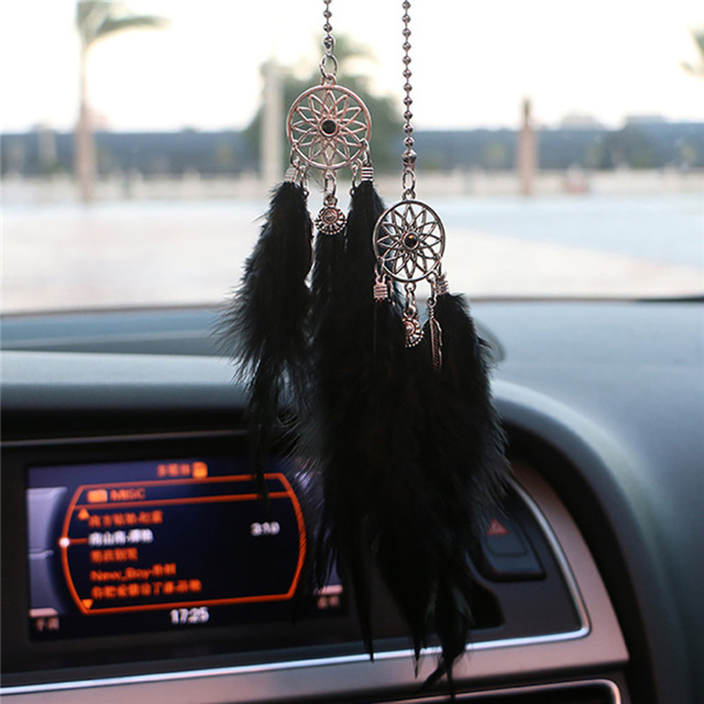 Dreamcatcher Mini Đính Lông Vũ Treo Trang Trí Xe Hơi/Gương Chiếu Hậu Nhiều Màu Sắc | BigBuy360 - bigbuy360.vn