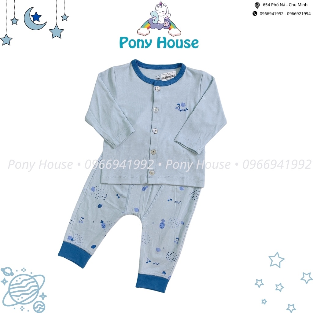 Bộ Quần Áo Dài Tay Nous Cài Thẳng (Cài Giữa) Chất Liệu Nu Petit Size Cho Bé 0-3 Tháng Đến 9-12 Tháng (0M-3M-6M-9M-12M)