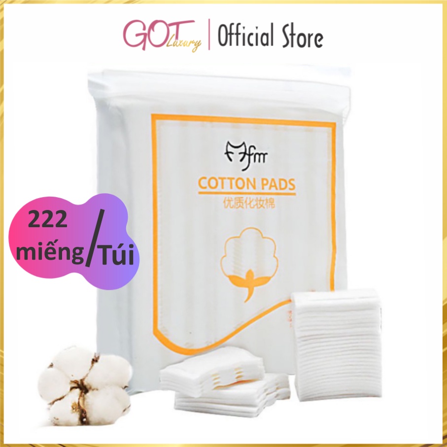 Bông tẩy trang Cotton Pads 3 lớp túi 222 miếng chính hãng - bông tẩy trang 222 miếng