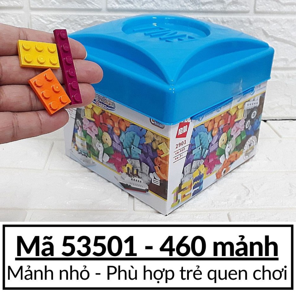 Bộ Lego xếp hình cho bé 460 chi tiết có hộp đựng, có kèm sách hướng dẫn