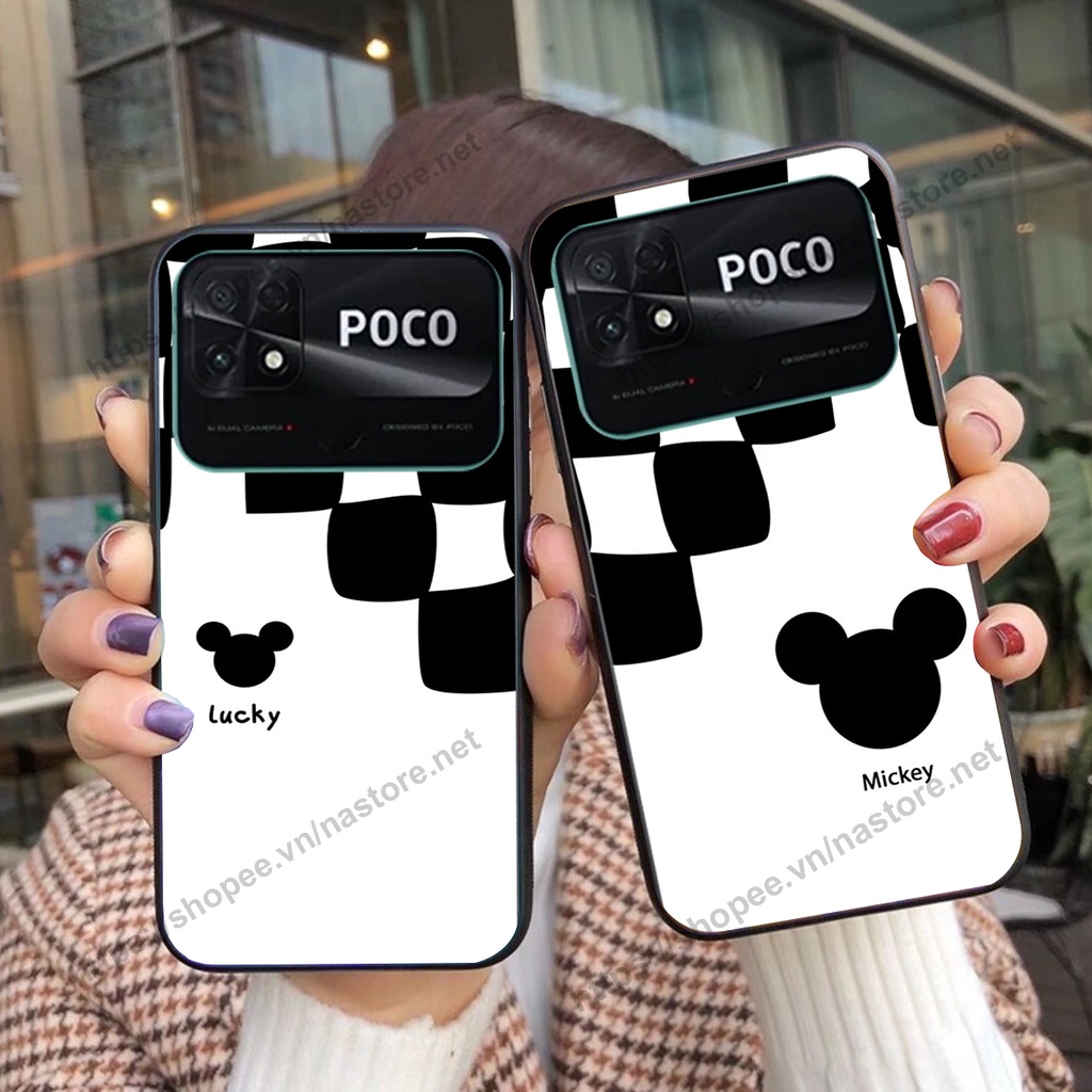 Ốp lưng Xiaomi Poco C40 trái tim họa tiết caro, mikey họa tiết beabrick kaws cute