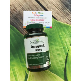 Viên uống lợi sữa Natures Aid 90 viên Fenugreek 500mg Anh