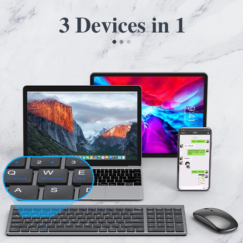 CHUYI Bộ Bàn Phím Và Chuột Không Dây Bluetooth 3.0 5.0 2.4Ghz 109 Phím Có Thể Sạc Lại Cho iPad Laptop Điện Thoại Notebook