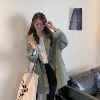 KHOÁC BLAZER XANH DÁNG RỘNG (kèm video, ảnh thật)