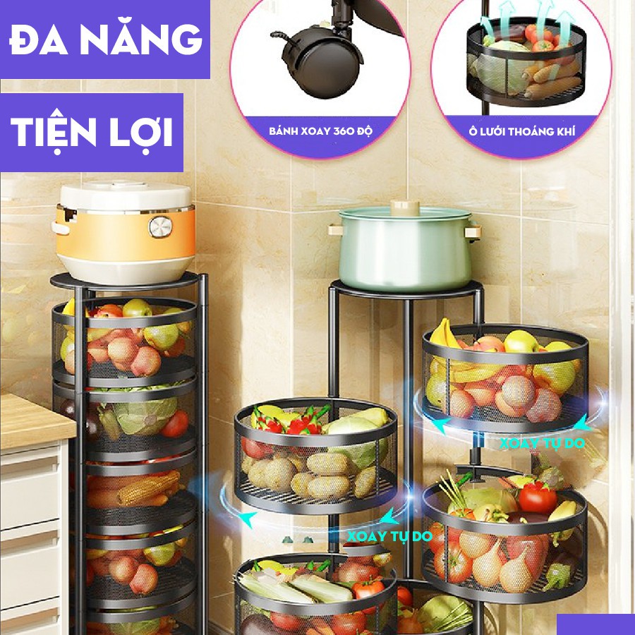 [SALE SỐC] KỆ ĐA NĂNG để đồ nhà bếp, kệ rau củ quả đa năng, bánh xe xoay 360 độ, không cần lắp ráp