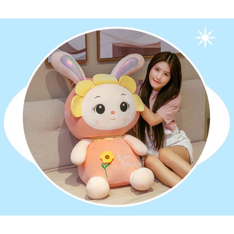Thỏ hồng gối nhồi bông xinh xắn nhập nguyên con 3 kích thước 60-70-100cm