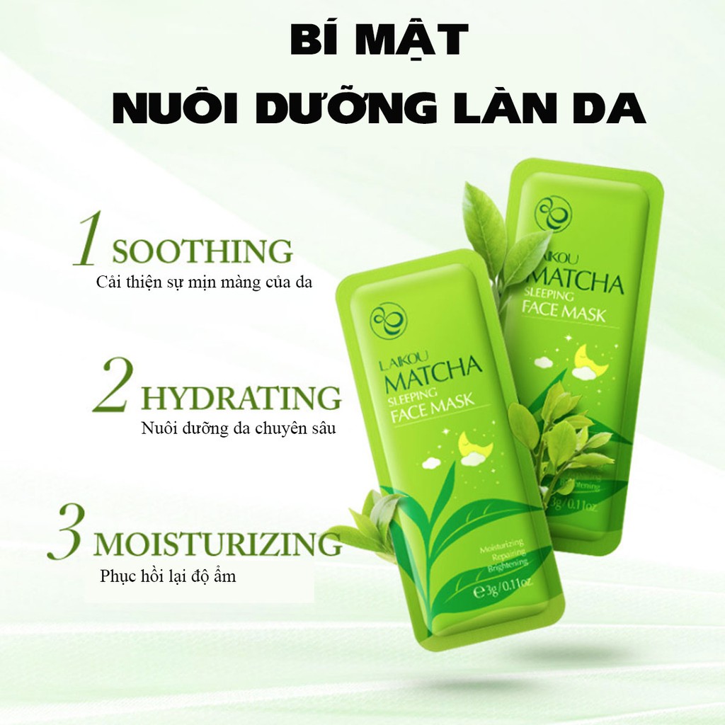 Bịch 15 miếng mặt nạ ngủ trà xanh matcha mud mask laikou