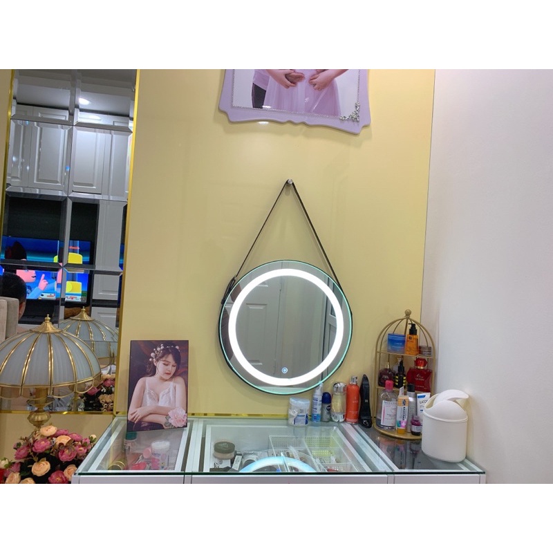 Gương Led cảm biến.️Gương tràn viền dây da treo trang điểm - 4 MÀU SẮC