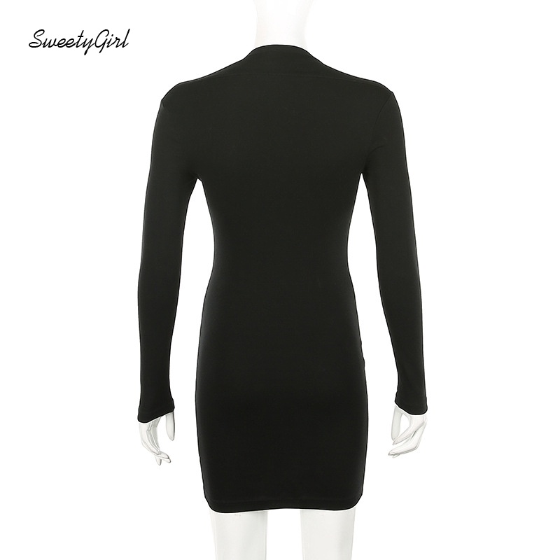 Đầm Ôm Cổ Vuông Tay Dài Màu Trơn Thời Trang Dành Cho Nữ