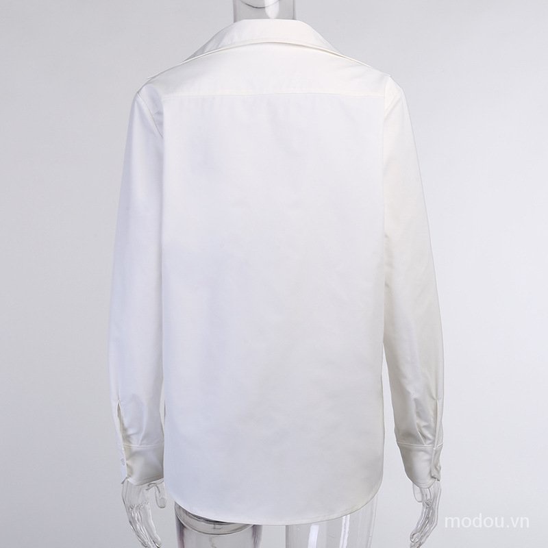 Áo kiểu tay dài cổ chữ V thời trang công sở thanh lịch