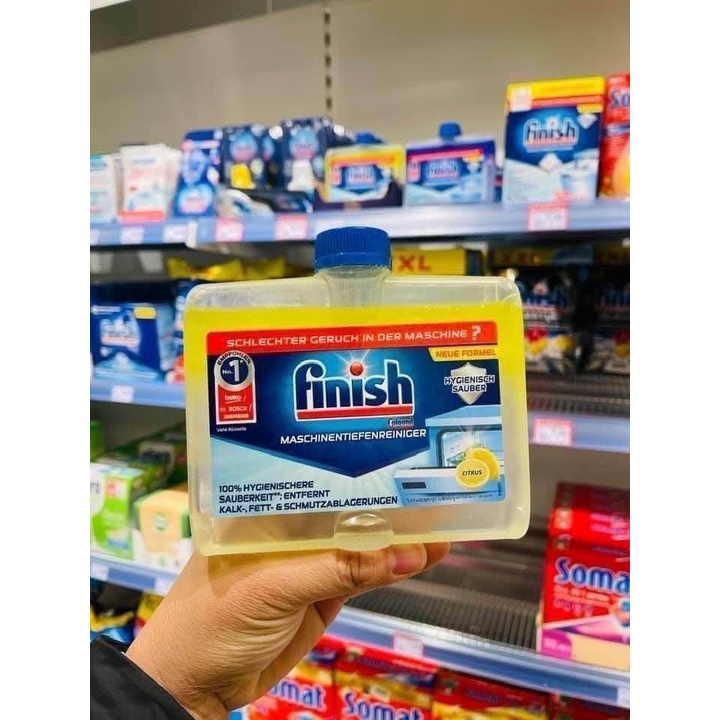 Nước vệ sinh máy rửa bát Finish, chai dung dịch vệ sinh máy rửa bát finish, nước tẩy cặn máy rửa bát chai 250ml