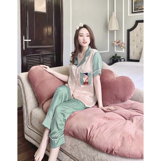[ Bigsize 60-75kg ] Bộ ngủ lụa Bạch tuyết phối màu lụa Satin siêu mềm mịn
