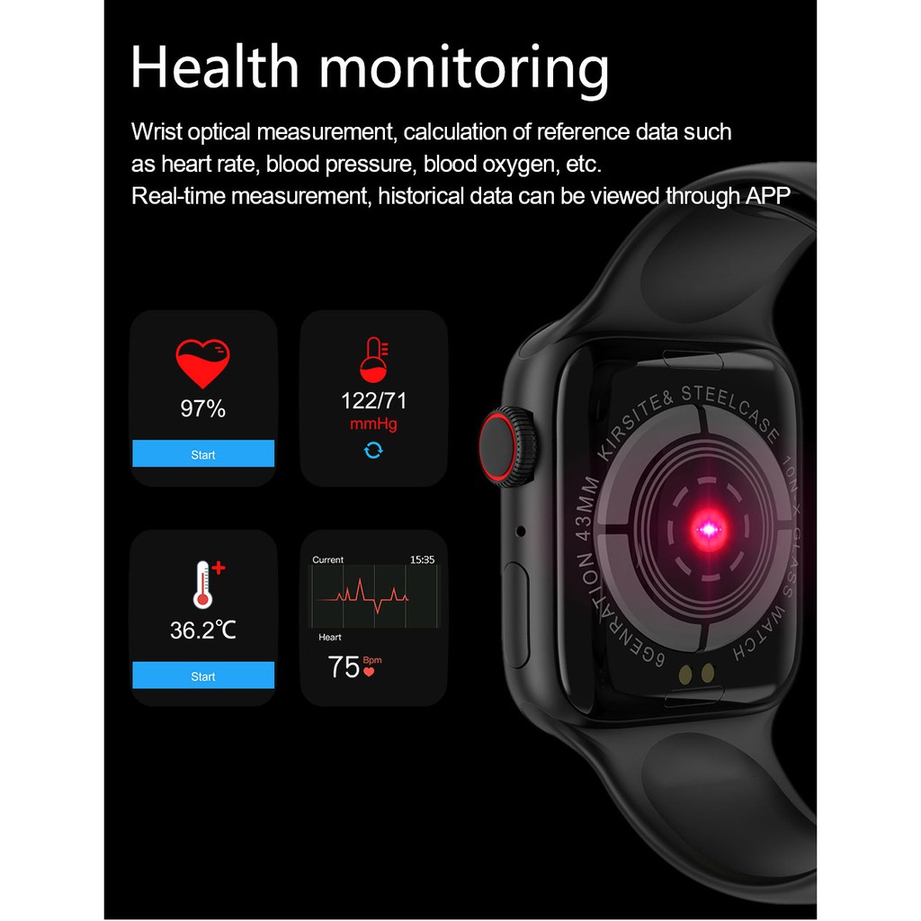 W27 Đồng hồ thông minh 1.75 Inch Series 6 Toàn màn hình cảm ứng Bluetooth Call GPS Music Iwo 15 Smart Watch FK78 W26 HW12 W34 T500