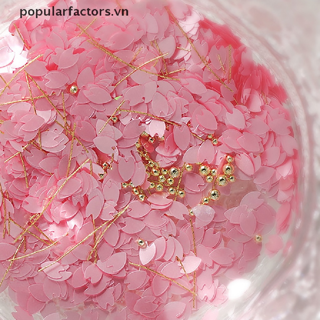 Hạt Kim Sa Hình Cánh Hoa Anh Đào Đính Móng Nghệ Thuật 1Jar