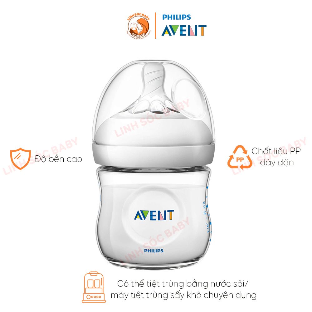 Bình sữa Avent Natural 125ml - 260ml [Chính hãng phân phối] | Núm ti siêu mềm, đủ lựa chọn size núm ti cho bé từ sơ sinh