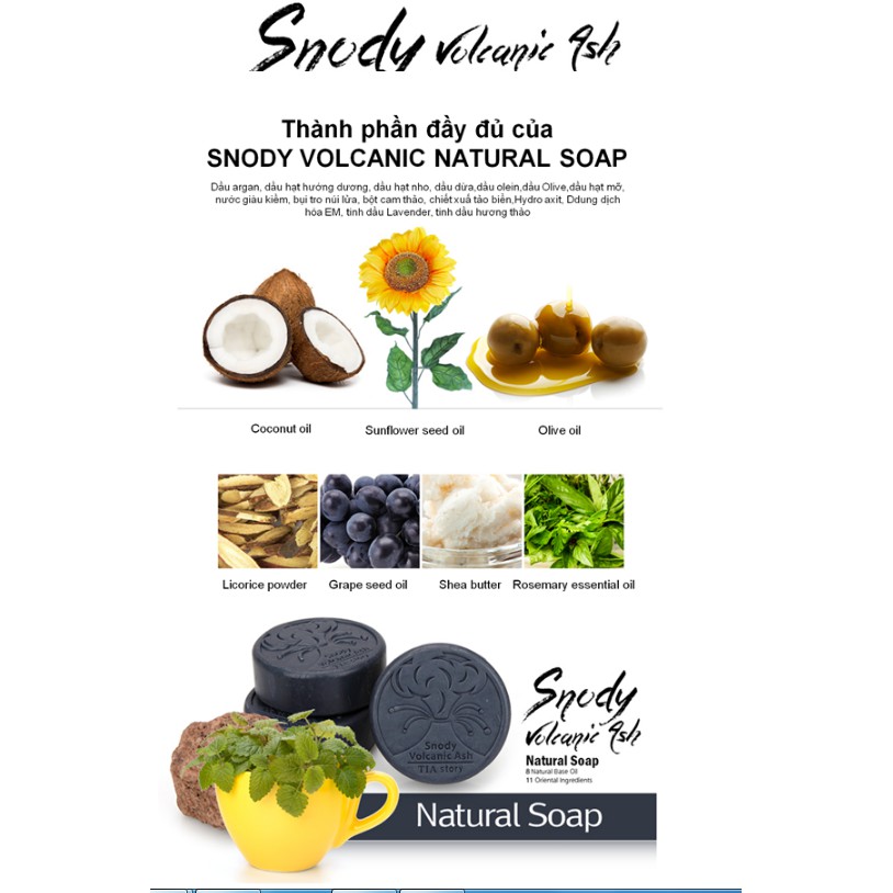 Snody Xà Bông Rửa Mặt Thải Độc Cao Cấp Tro Núi Lửa  – Snody Volcanic Ash Natural Soap