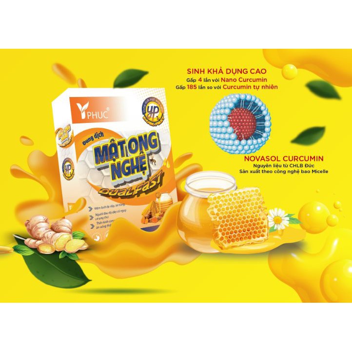 Dung dịch mật ong nghệ Dual fast – Hỗ trợ giảm đau dạ dày, vi êm loét dạ dày (15 gói)