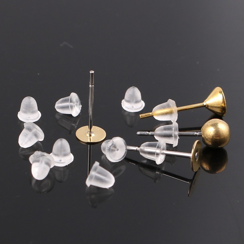 Set 100 nút nhựa chốt bông tai trong suốt