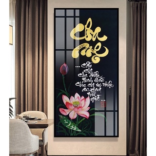  Tranh Tết - Tranh Treo Tường Chữ Thư Pháp - Tranh Thư Pháp Treo Phòng Khách Laminate Tráng Gương 