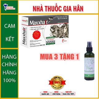 Maxxhair-ngăn rụng tóc, tóc bóng mượt - Combo 3 Hộp Maxxhair  tặng 1 chai xịt mọc tóc (Vioga Hair 30ml trị giá 150k)