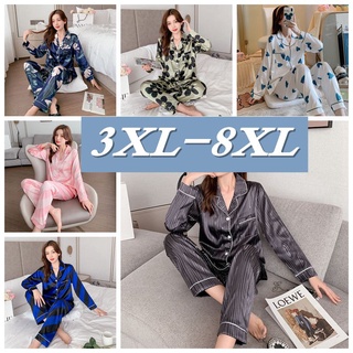 Bộ Đồ Ngủ Lụa Tay Dài Có Size Lớn XXL-7XL Dành Cho Nữ Trọng Lượng 150kg