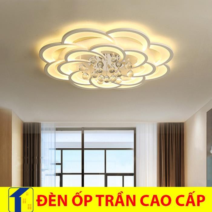 Đèn mâm ốp trần led pha lê cao cấp - đèn chùm phòng khách