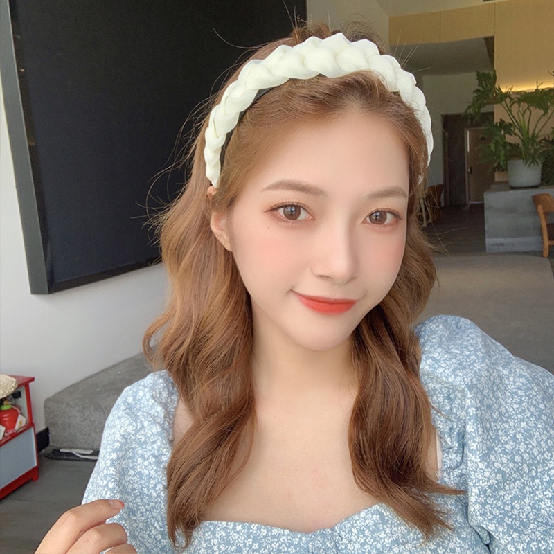 Băng Đô Vải Organza Cao Cấp / Băng Đô Bện Sợi Satin Rộng / Thắt Bím Tóc Co Giãn Chống Trượt Phong Cách Hàn Quốc Cổ Điển Dành Cho Bạn Nữ