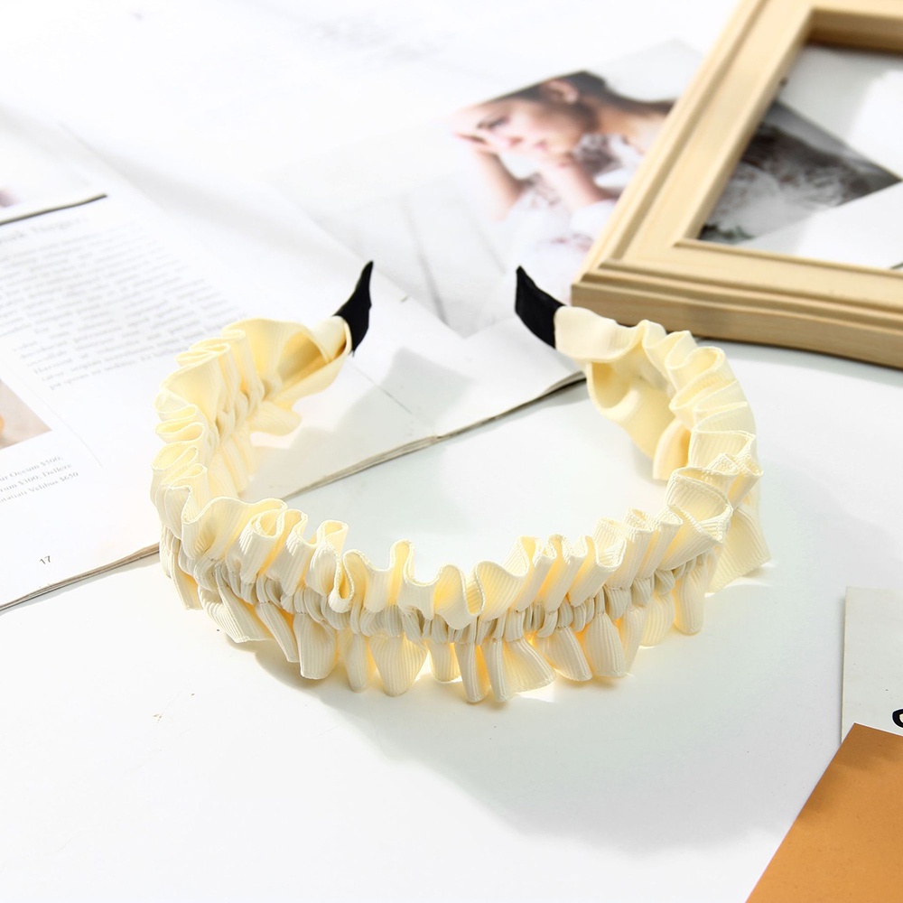 Băng Đô Cài Tóc Vải Ren Màu Trơn Phong Cách Hàn Quốc Cổ Điển Thời Trang Cho Nữ