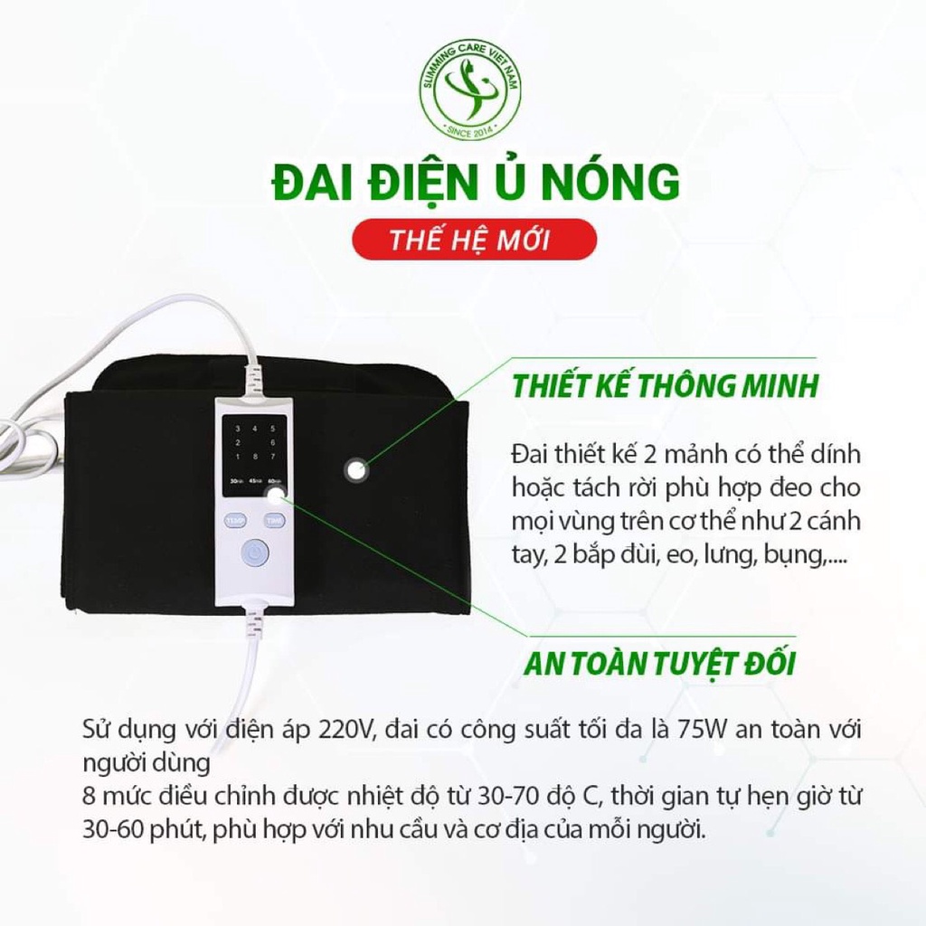 Bộ ủ nóng tan mỡ Slimming Body Sb-2 với đai điện cải tiến full bộ kèm tinh dầu đánh bay mỡ thừa, bụng, đùi