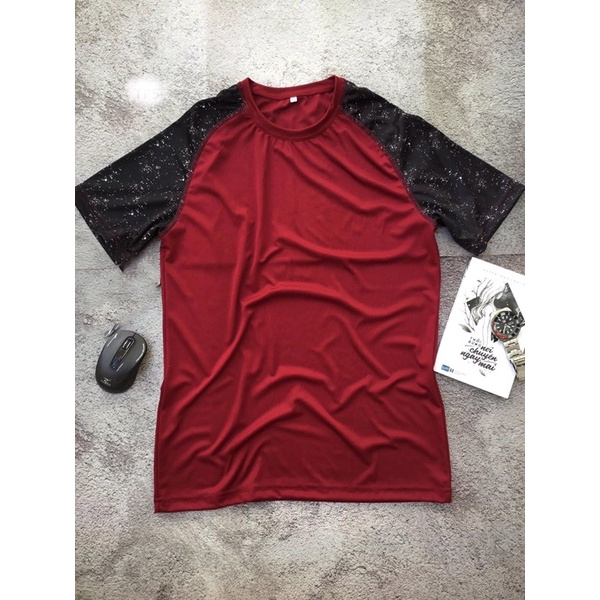 Áo thun tay phối thể thao chất thun lạnh co giãn mặc mát dễ phối đồ.