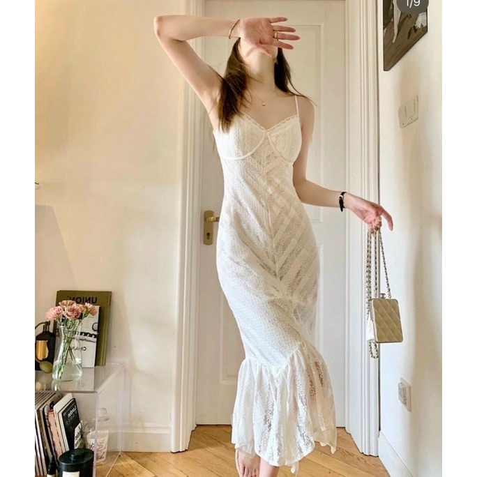Đầm Váy 2 Dây Maxi Ren Đuôi Cá Cao Cấp