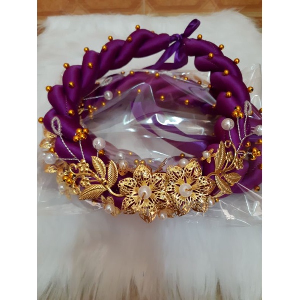 Mấn  xoắn đôi đính hoa kim loại, mấn đội đầu, mấn tết