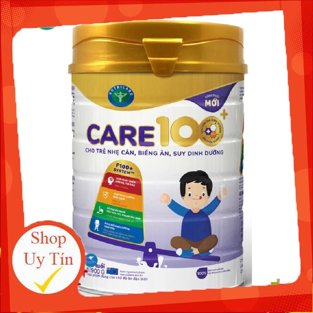 CHÍNH HÃNG Sữa bột Nutricare Care 100+ mới cho trẻ nhẹ cân biếng ăn suy dinh dưỡng (900g)