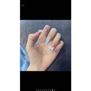 Nailbox xanh đính nơ trái tim siêu xinh
