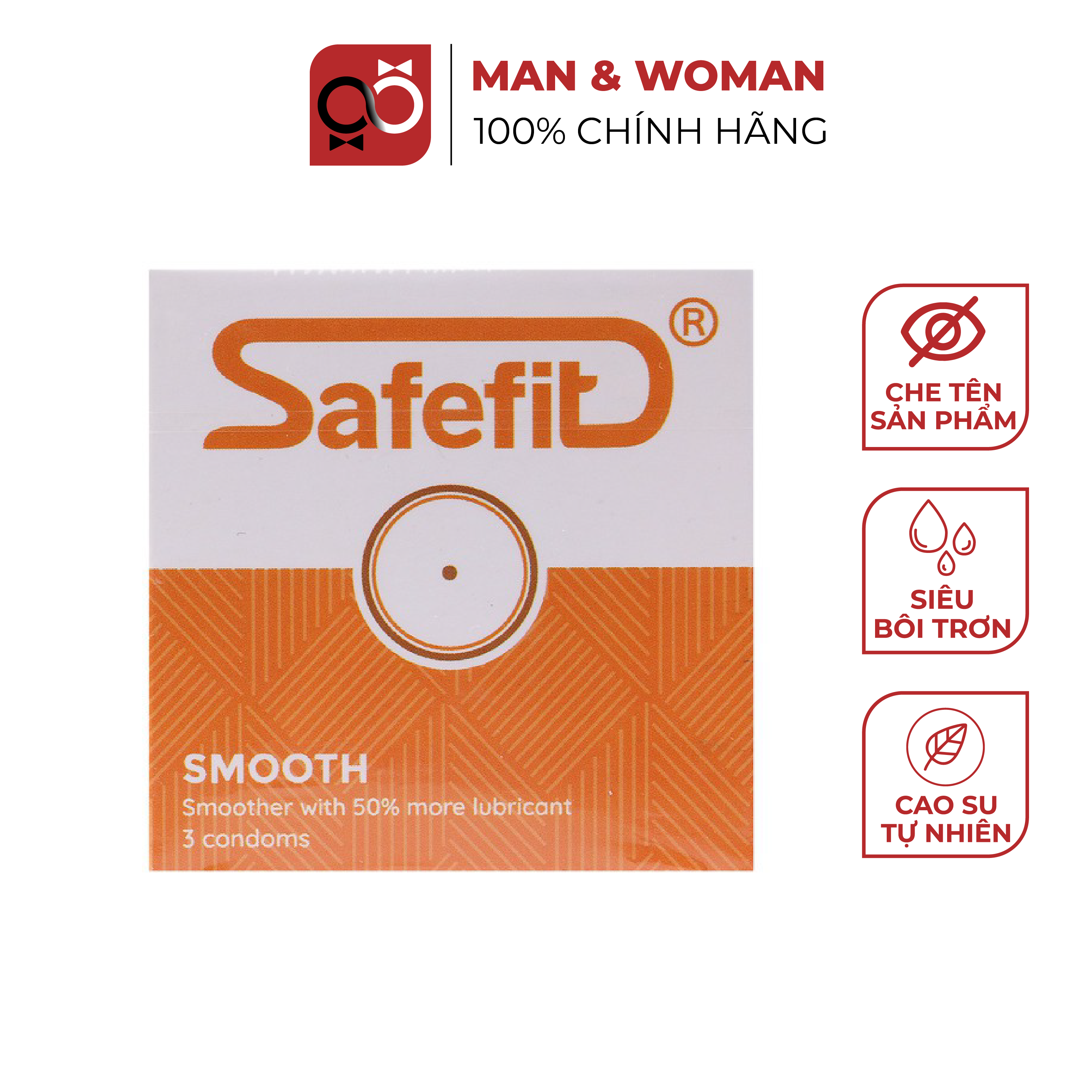 Bao cao su Siêu mỏng, Nhiều gel bôi trơn SafeFit Smooth Hộp 3 cái CON409