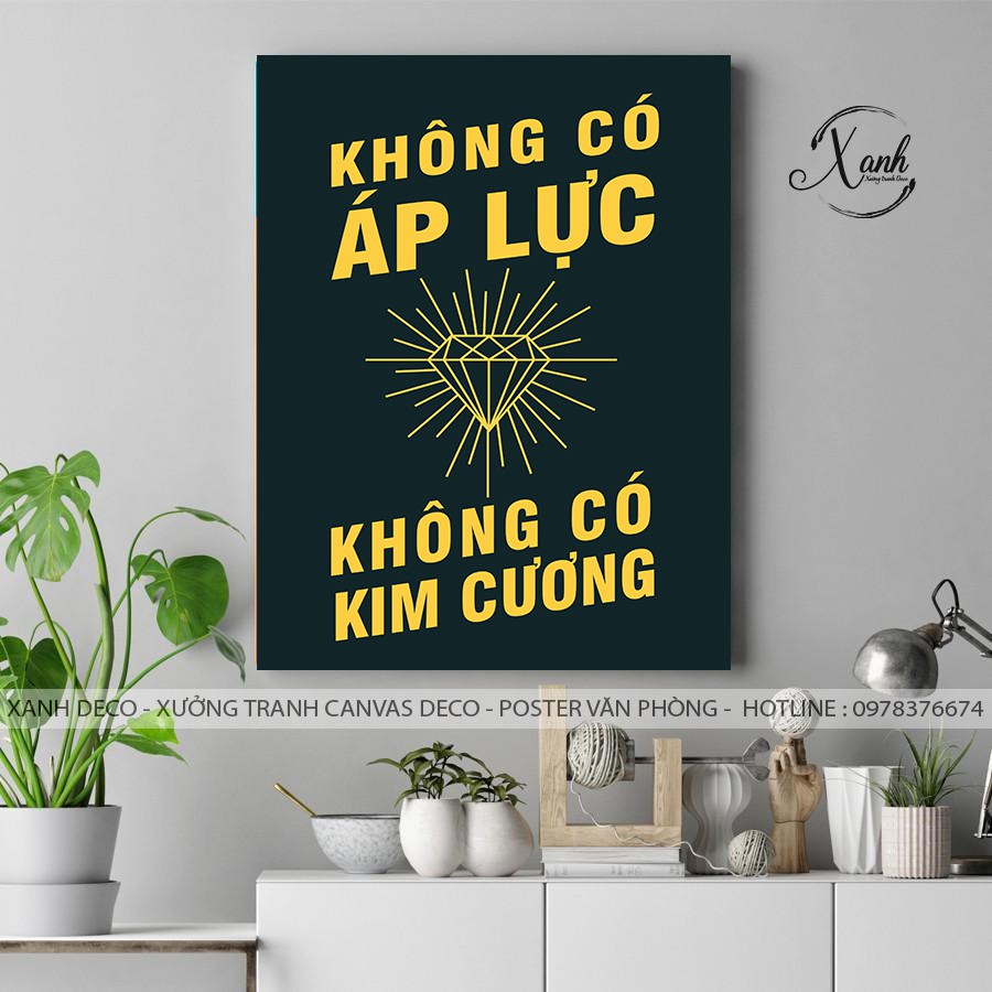 Tranh canvas động lực văn phòng công ty KHÔNG CÓ ÁP LỰC KHÔNG CÓ ĐÔ LA KHỔ LỚN